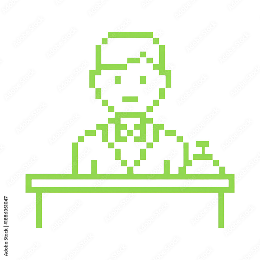 Fototapeta premium PNG Pixelated businessman at desk