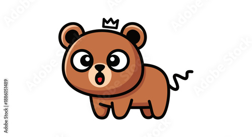 Cartoon bear cub wearing crown