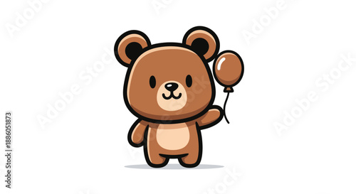 Cartoon bear holding balloon illustration