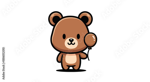 Cartoon bear holding balloon illustration