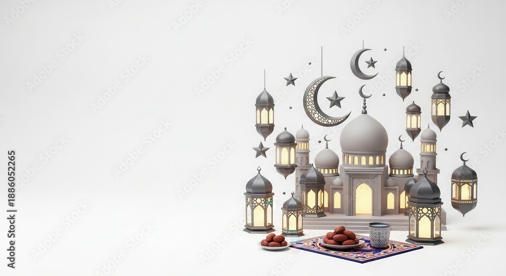 custom made wallpaper toronto digitalRamadan kareem mosque with illuminated lanterns and dates