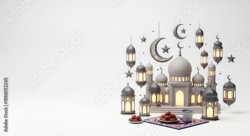 Wallpaper Mural Ramadan kareem mosque with illuminated lanterns and dates Torontodigital.ca