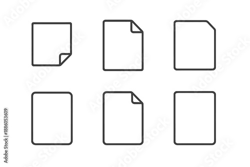 Line Style Icons. Line style icons of Written Forms: small note, page hint, gentle fold line, rectangular outline, soft corner,