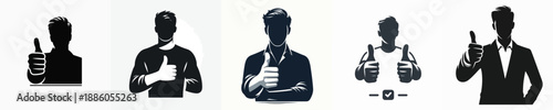 A Silhoutte Man Giving Thumbs Up Vector Illustration