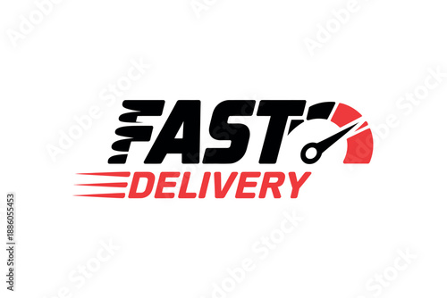 Fast Delivery Logo with Speedometer