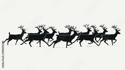 Silhouette of reindeer running in open field