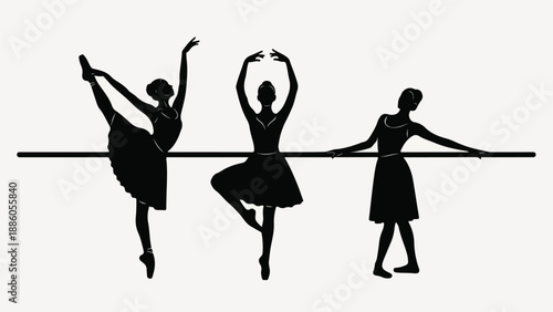 Black silhouette of ballet dancers in performance