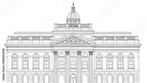 Classical government building with grand central dome