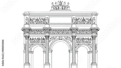 Roman triumphal arch monument architectural sketch