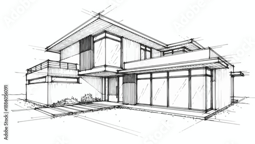 Contemporary flat roof house with minimalist facade