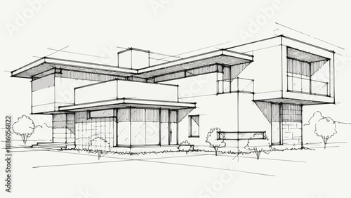 Modernist tiered villa with flat roof design