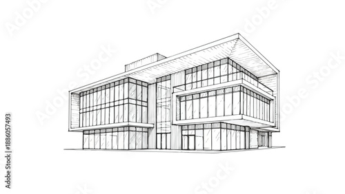 Modern multi building office campus sketch