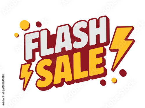 Flash Sale Advertisement with Lightning Bolts and Colorful Text on White Background