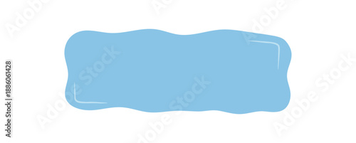 Organic doodle rectangle banner with blue fluid shape and squiggle wave edge creates a background and patch with a hand drawn blob. Modern quote banner for sticker, label, card or mockup design.