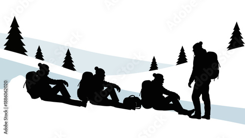 Group of People Sledding Down Hill.