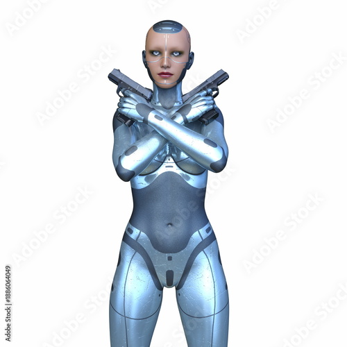 女性サイボーグ　3DCGレンダリング