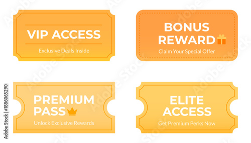 Premium VIP access tickets and bonus reward passes for exclusive member offers