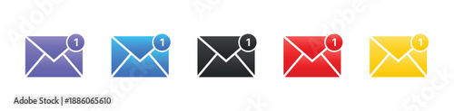 Modern colorful email notification icons for new message alerts and UI design