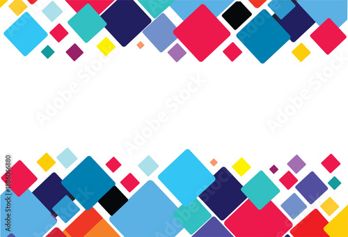 Vibrant geometric diamond pattern border with colorful tiles