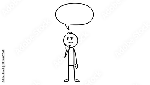 3D illustration of a business man character holding a key and a blank speech bubble sign to communicate a thinking person's idea concept