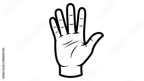 Isolated vector illustration of a person's hand in a black glove featuring a finger gesture symbol with the palm and thumb up as a medical care concept icon