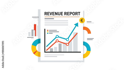 Upward Trending Revenue Report with Growth Chart and Euro Symbol Illustration