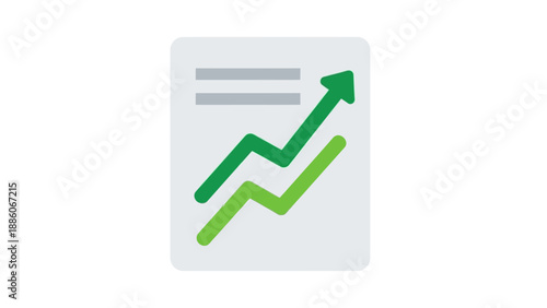 Financial Growth Report Icon with Rising Green Upward Trend Arrows on White Background