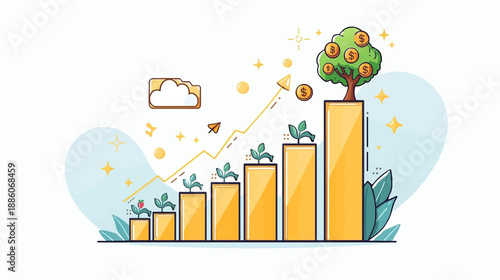 Growth and investment in financial markets Vector