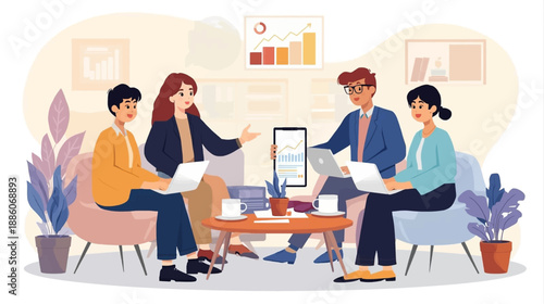 Team collaboration in office meeting Vector