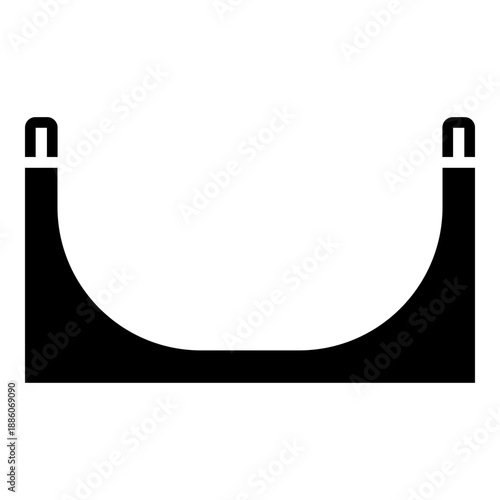 Vert ramp, skateboard track, skatepark glyph solid icon