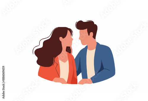 Cute romantic lover couple cartoon style vector illustration capturing joyful love moments