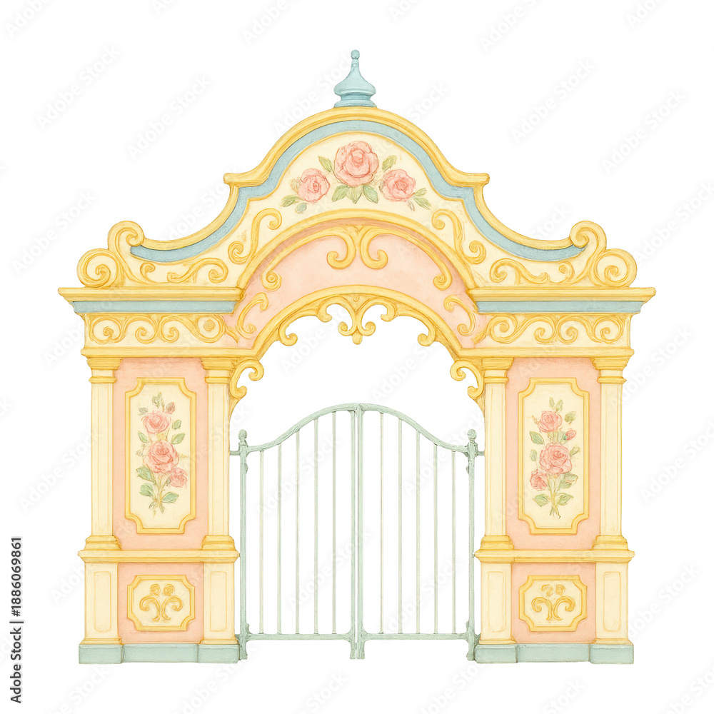 Fototapeta premium PNG Ornate floral gate illustration