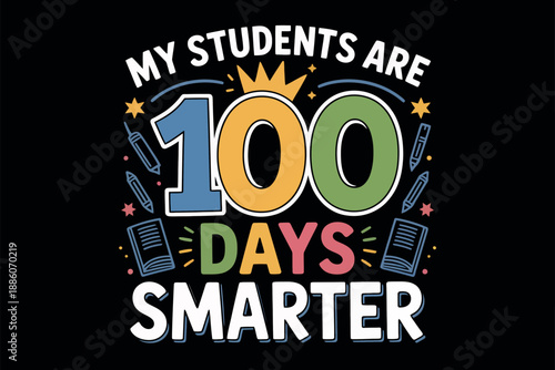 Colorful 100 Days Smarter Educational Graphic Design