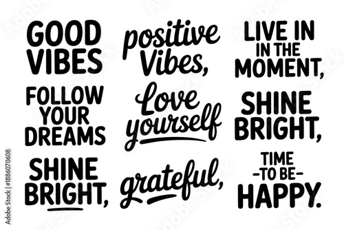 Inspirational Quotes and Positive Affirmations in Black Text on White Background