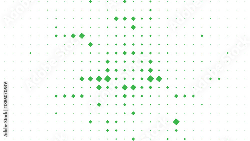 Abstract green diamond halftone pattern vector illustration with geometric dotted grid distribution on white background for modern backgrounds branding and design