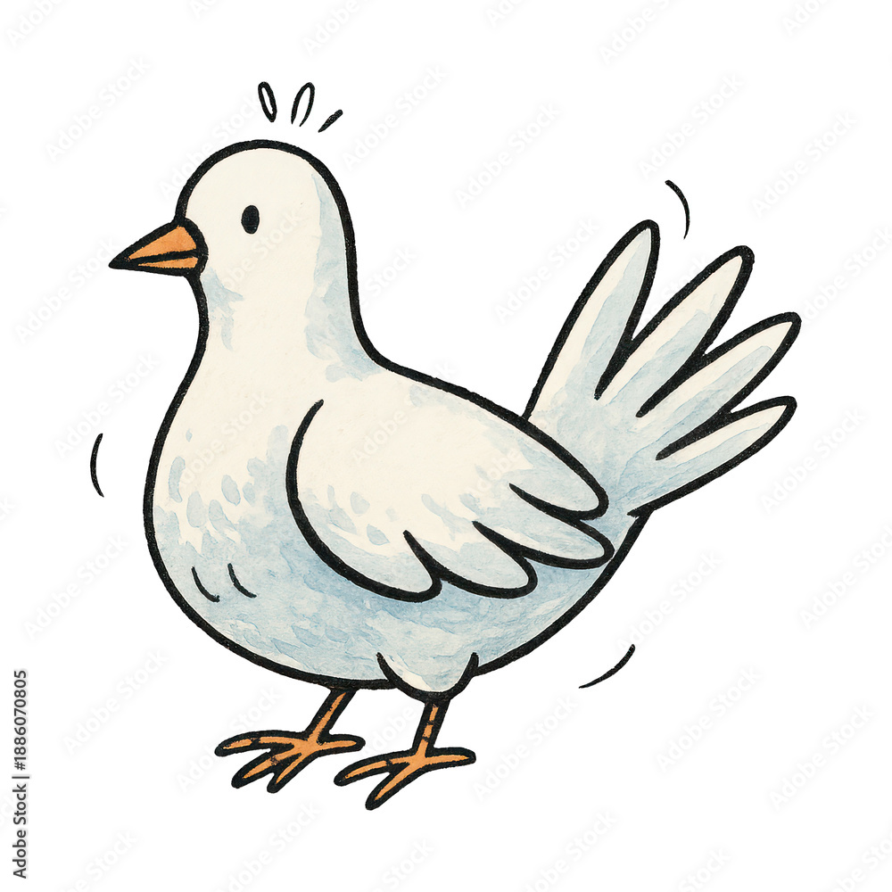 Fototapeta premium PNG Cartoon white bird illustration