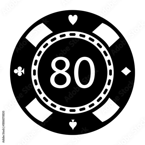 80th Poker Chip