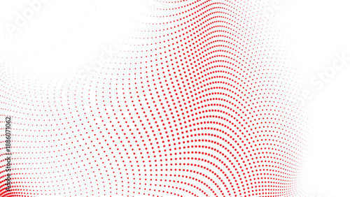 Abstract red halftone wave vector illustration with bold dotted motion pattern on white background for energetic branding posters and digital design