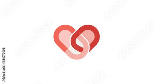 Interconnected Red Hearts Symbolizing Love.