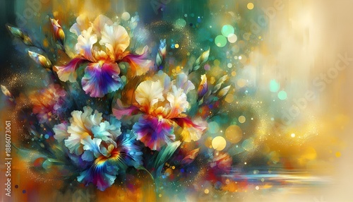 abstract colourful background with irises