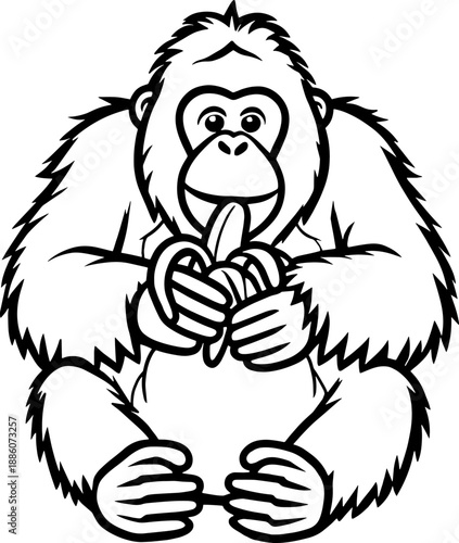 orangutan  line vector illustration isolated on white background