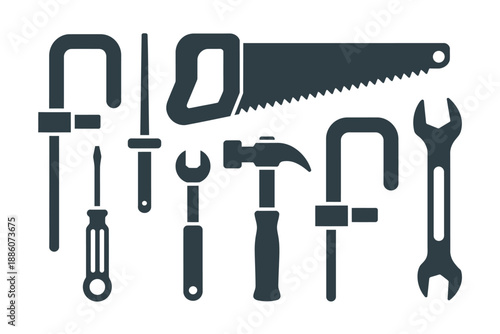 Collection of Various Hand Tools for DIY and Repair Work on White Background