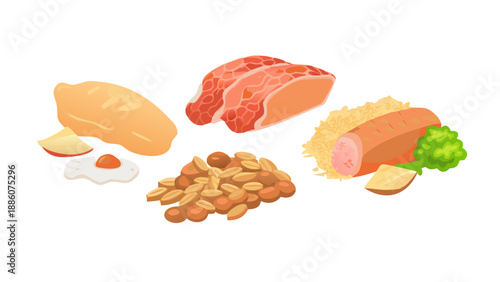 Mixed Food Ingredients Collection Illustration Isolated