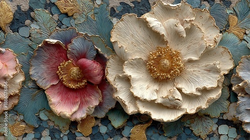 Vintage embossed floral art with ornamental design high resolution picture