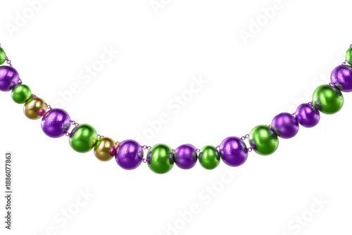 Mardi Gras beads isolated on transparent background.
