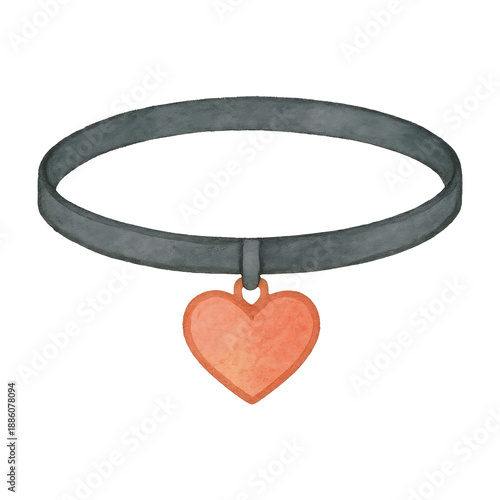 PNG Heart pendant leather choker