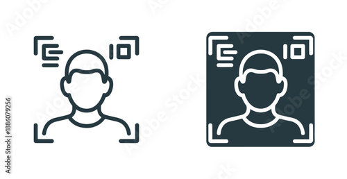 Two icons represent facial recognition technology for identification and security purposes.