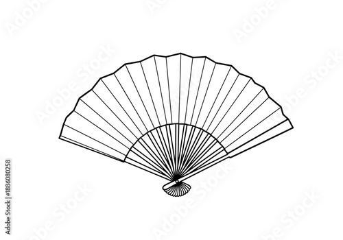 Traditional hand fan illustration with open design on white background  