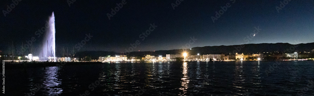 Fototapeta premium Lake Lemano sunset, Geneva Switzerland
