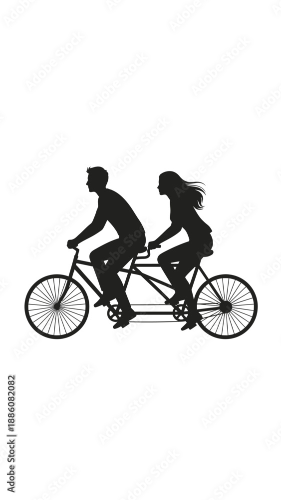 Obraz premium Couple Riding Tandem Bike Together.